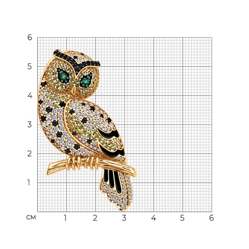 Брошь из золочёного серебра с фианитами и эмалью из серебро — вид 5