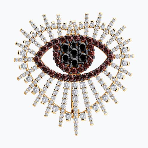 Брошь из золоченого серебра с фианитами из серебро