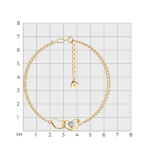 Браслет из золоченого серебра с фианитом из серебро — вид 4