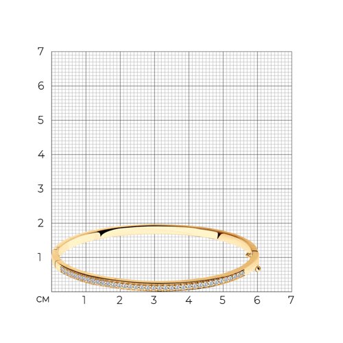Браслет жёсткий из золочёного серебра с фианитами из золочение розовое — вид 4