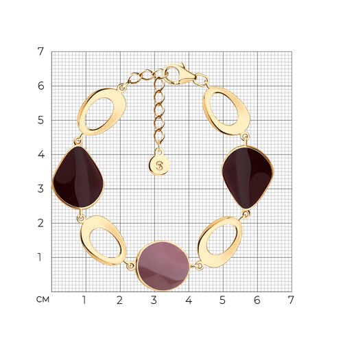 Браслет из золочёного серебра с эмалью из золочение розовое — вид 4