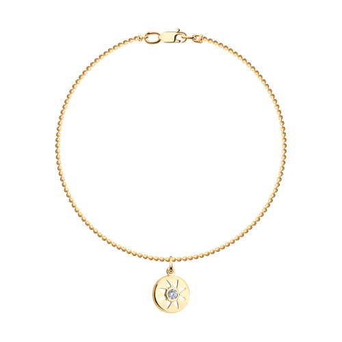 Браслет из золочёного серебра с фианитом - видео на модели