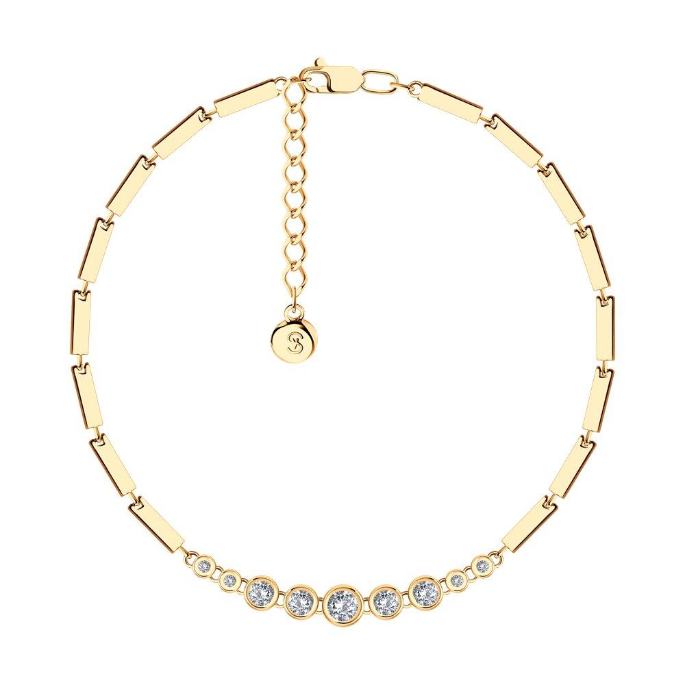 Браслет из золочёного серебра с фианитами - видео на модели