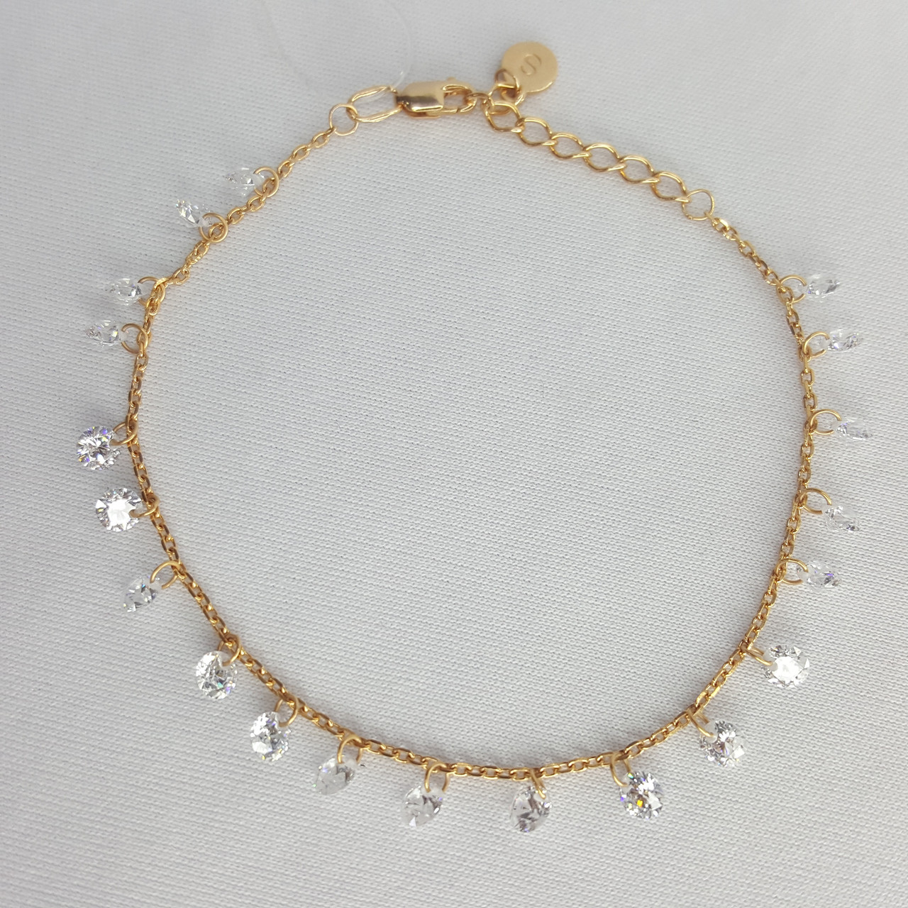 Браслет из золочёного серебра с фианитами - видео на модели