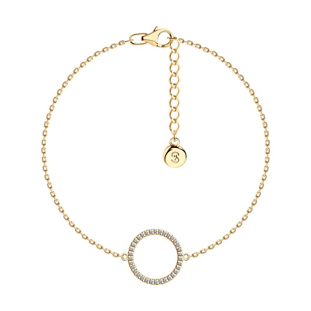 Браслет из золочёного серебра с фианитами из серебро