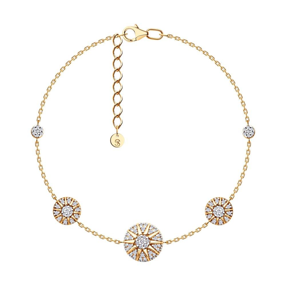 Браслет из золочёного серебра с фианитами - видео на модели