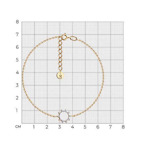 Браслет из золочёного серебра с фианитами из золочение розовое — вид 2