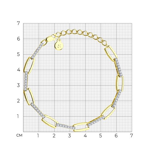Браслет из золочёного серебра с фианитами из золочение желтое — вид 2