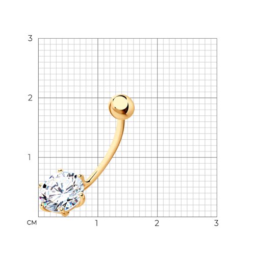 Пирсинг из серебра с фианитом из серебро — вид 3