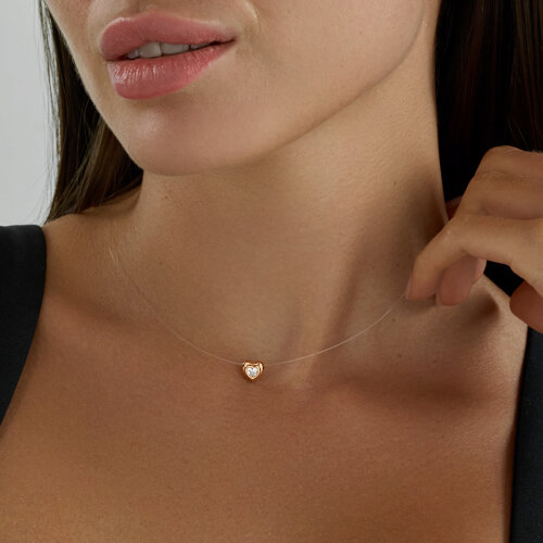 Колье из золочёного серебра с фианитом из золочение розовое — вид 2