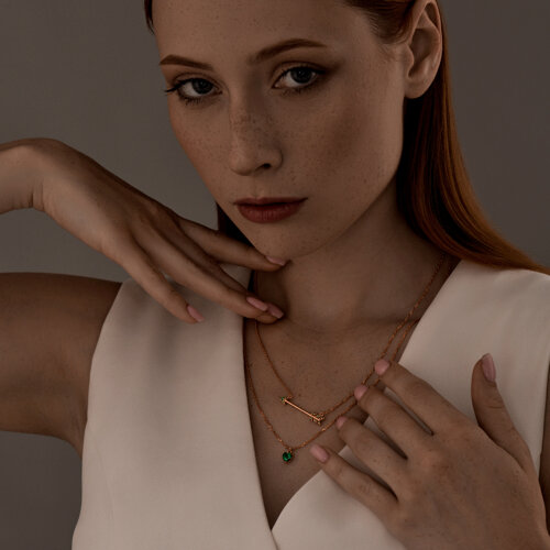 Колье из золочёного серебра с фианитами из золочение розовое — вид 3