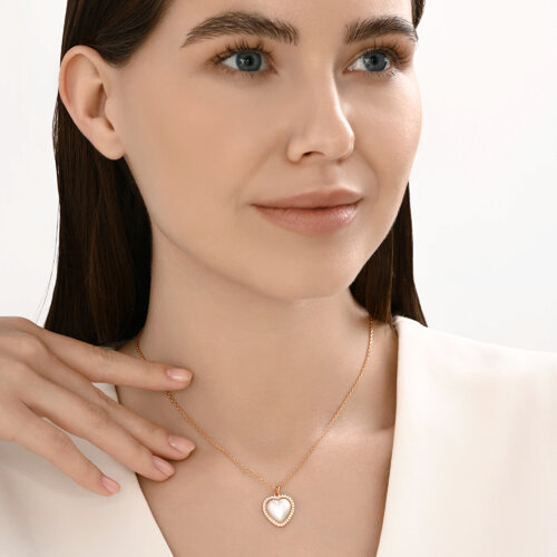 Колье из золочёного серебра с синтетическим жемчугом и фианитами из серебро — вид 4