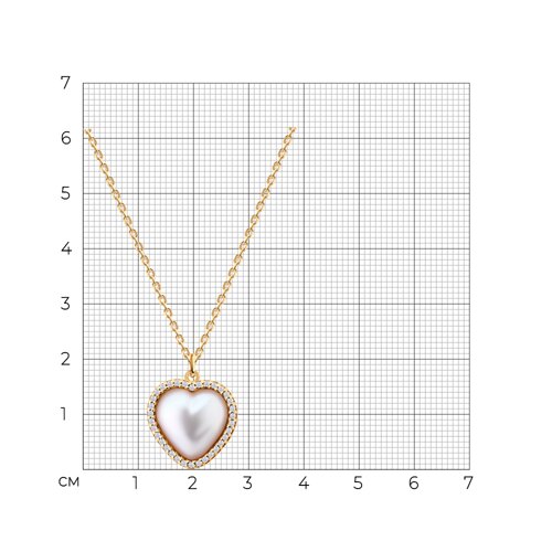 Колье из золочёного серебра с синтетическим жемчугом и фианитами из серебро — вид 5