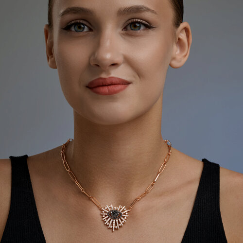 Колье из золочёного серебра с фианитами из серебро — вид 4