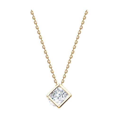 Колье из золочёного серебра с фианитом из серебро