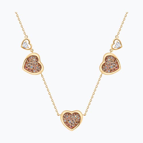 Колье из золочёного серебра с кристальной тканью и фианитами - видео на модели