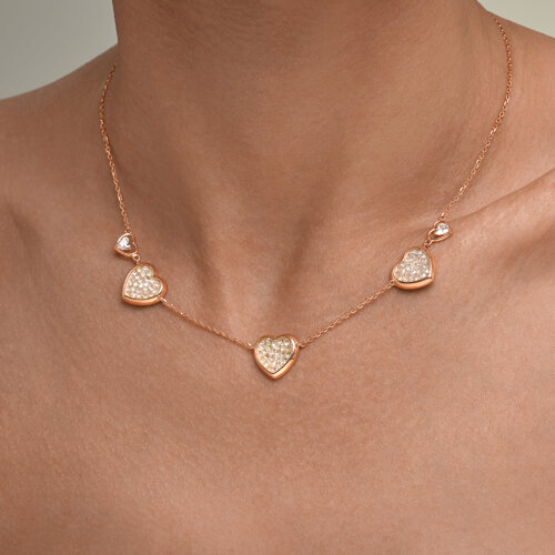 Колье из золочёного серебра с кристальной тканью и фианитами из серебро — вид 2