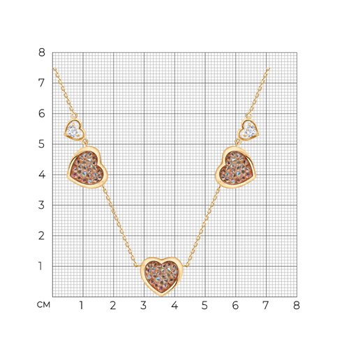 Колье из золочёного серебра с кристальной тканью и фианитами из серебро — вид 3