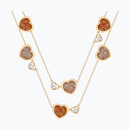 Колье из золочёного серебра с кристальной тканью и фианитами - видео на модели