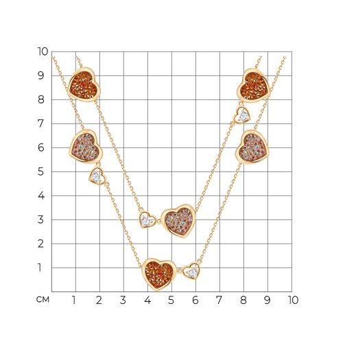 Колье из золочёного серебра с кристальной тканью и фианитами из серебро — вид 2