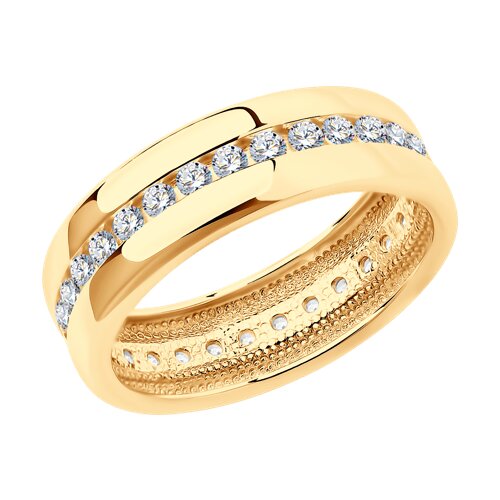 Обручальное кольцо из золочёного серебра с фианитами из серебро