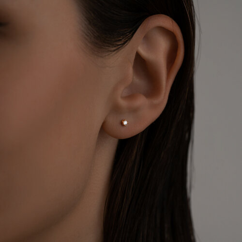 Серьга одиночная из серебра с фианитом из серебро — вид 3