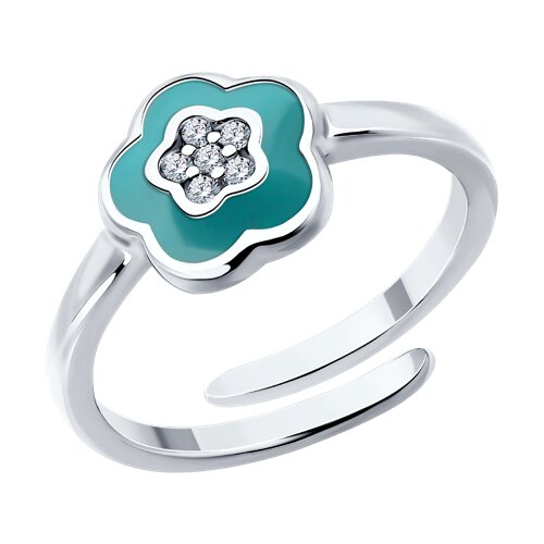 Кольцо из серебра с фианитами и эмалью