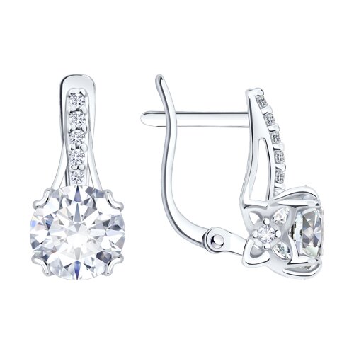 Серьги из серебра с фианитами