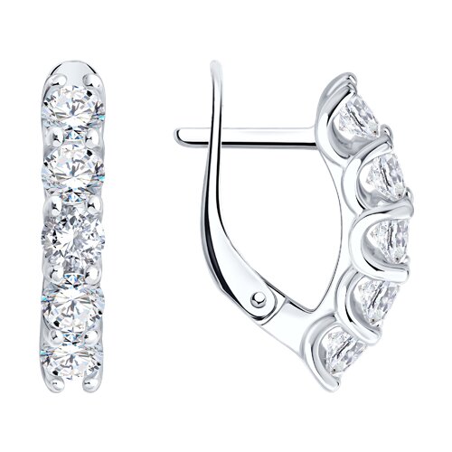 Серьги из серебра с фианитами