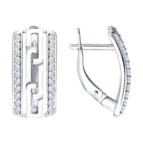 Серьги из серебра с фианитами и эмалью