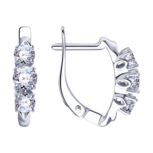 Серьги из серебра с фианитами