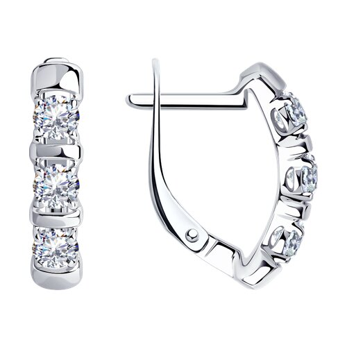 Серьги из серебра с фианитами