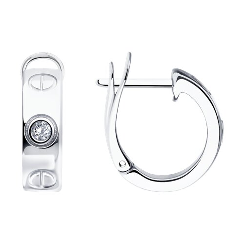 Серьги из серебра с фианитами из серебро