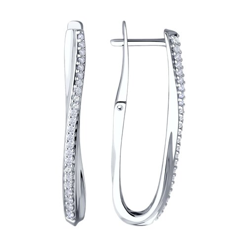 Серьги из серебра с фианитами