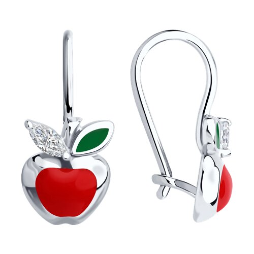 Серьги из серебра с фианитами и эмалью