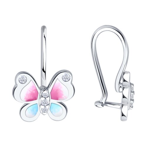 Серьги из серебра с фианитами и эмалью - видео на модели