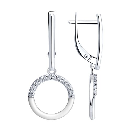 Серьги из серебра с фианитами и эмалью