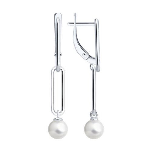 Серьги из серебра с синтетическим жемчугом