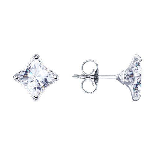 Серьги из серебра с фианитами