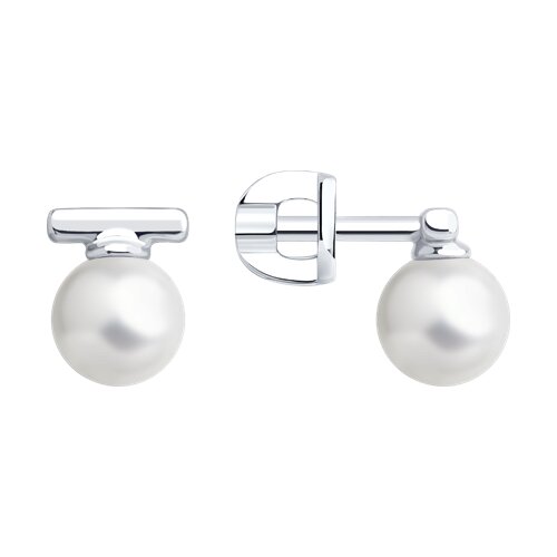 Серьги из серебра с синтетическим жемчугом