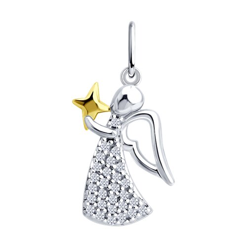 Подвеска из золочёного серебра с фианитами