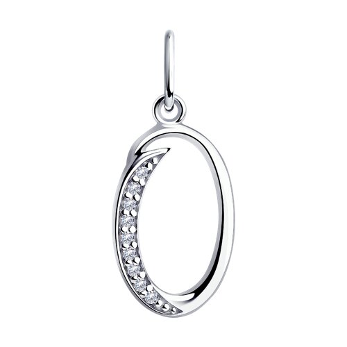 Серебряная подвеска 925 пробы с фианитами и родиевым покрытием