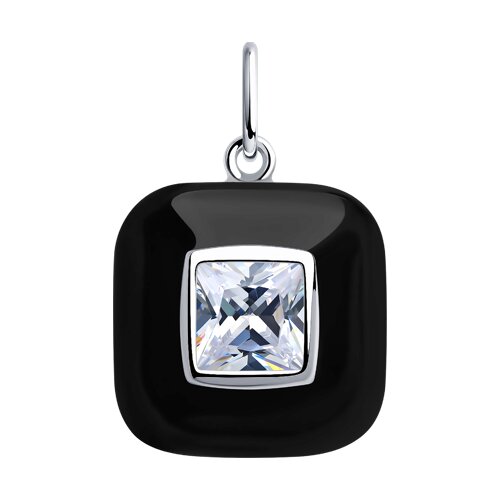 Подвеска из серебра с фианитом и эмалью