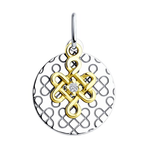 Подвеска из золочёного серебра с фианитом Узел счастья - видео на модели