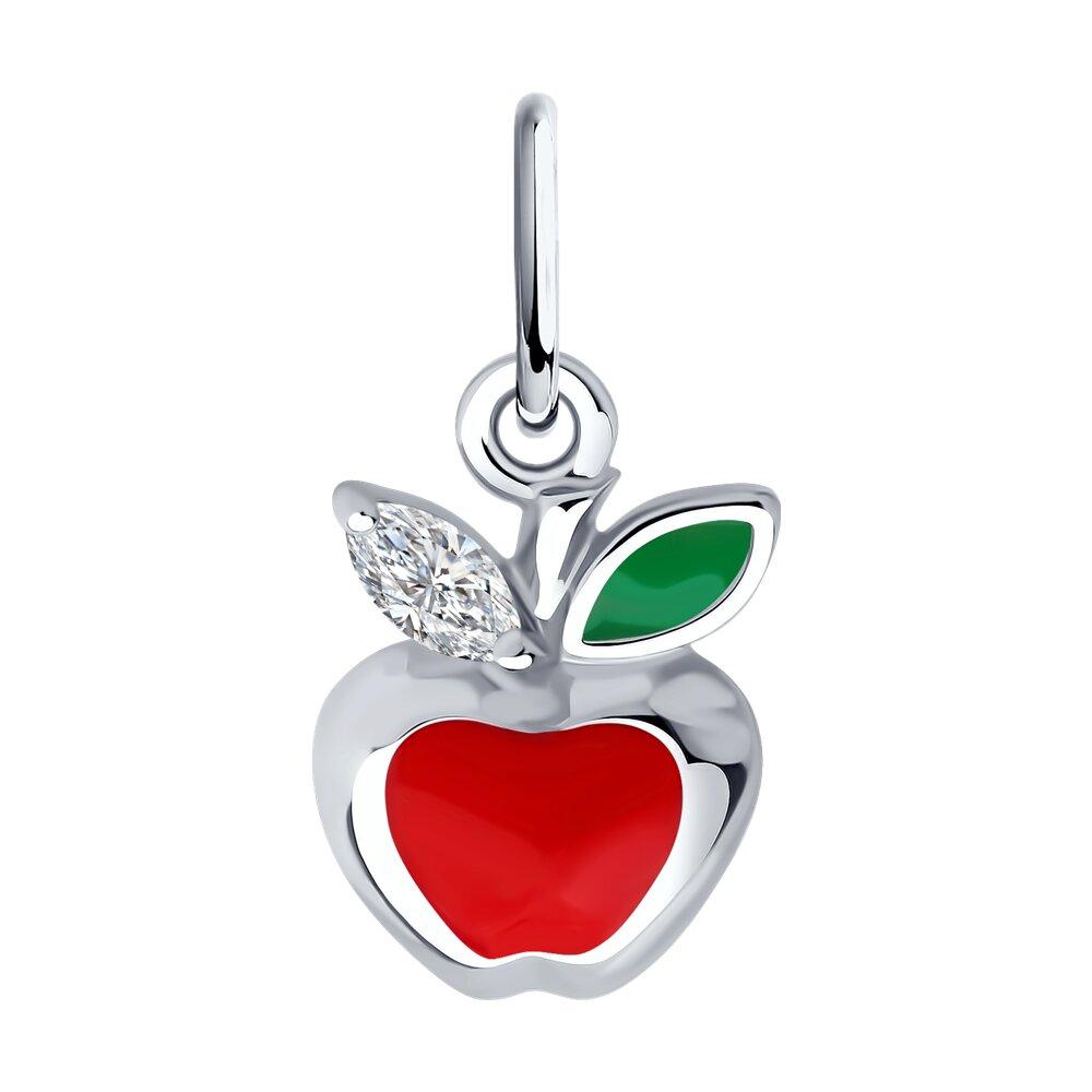 Подвеска из серебра с фианитом и эмалью - фото 1