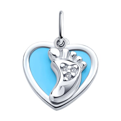 Подвеска из серебра с фианитами и эмалью