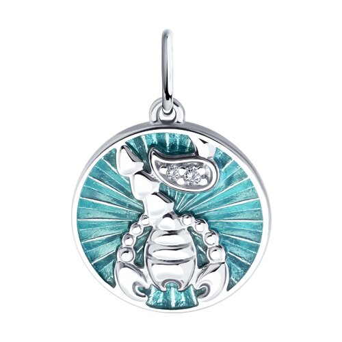 Подвеска из серебра с фианитами и эмалью