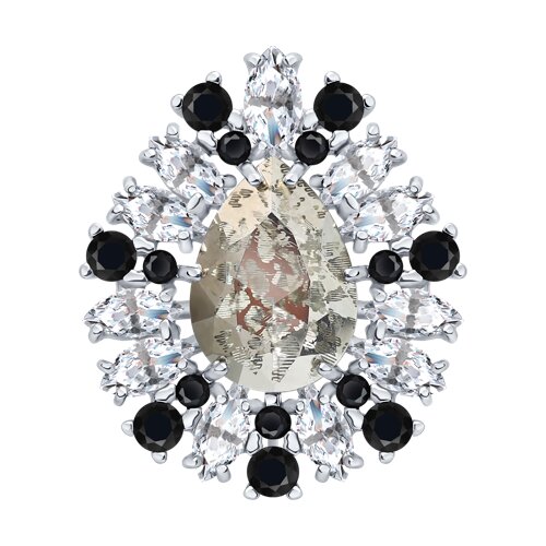 Брошь из серебра с кристаллом и фианитами - видео