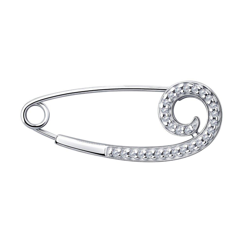 Брошь из серебра с фианитами - фото 1