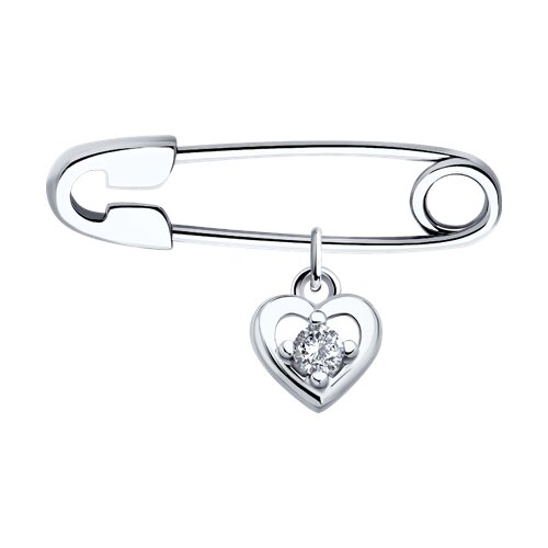 Брошь из серебра с фианитом